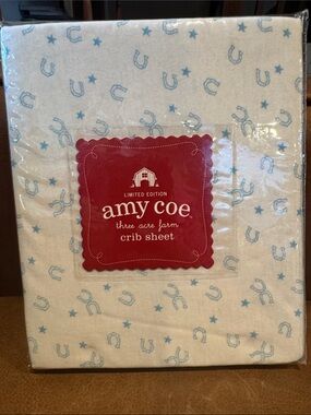 Limited Edition Amy Coe Three Acre Farm Crib Sheet Horseshoe Western Cowboy New